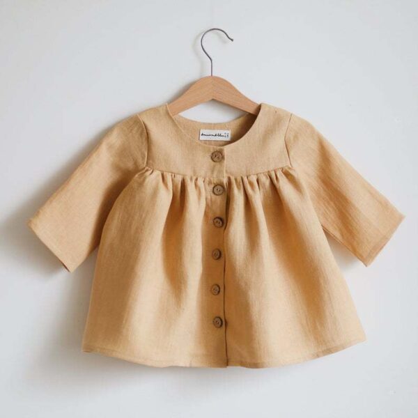 Long Sleeve Buckle Cotton And Linen Tup Cardigan Newborn Clothes Children's Clothing